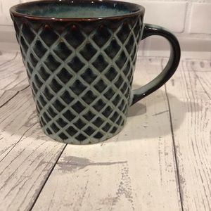 TEAL AND BROWN LARGE TEXTURED COFFEE CUP